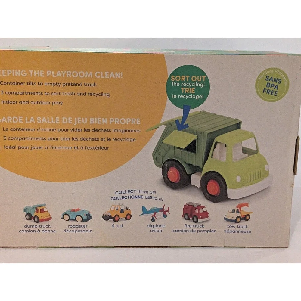 BATTAT Wonder Wheels Recycling Garbage Truck 3 Compartments Tilts New in Box